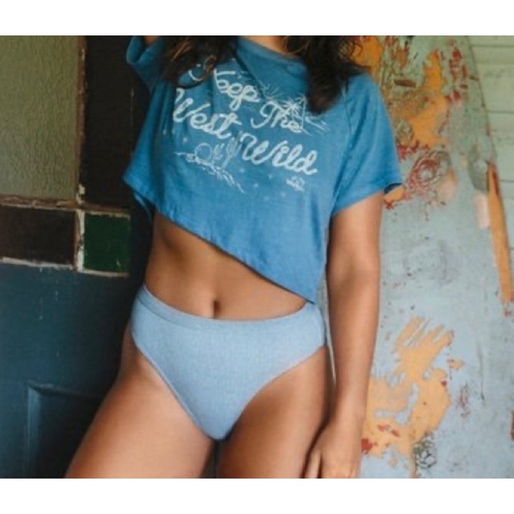 BILLABONG Wrangler Down With Denim High Waist‎ Bikini Bottoms Small / 8 Blue New